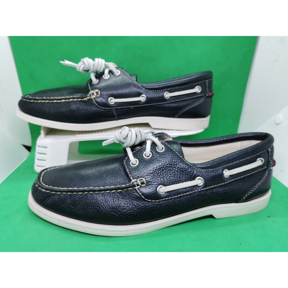 Rare Cole Haan Men's Size 10.5M Navy Blue Leather Causal Slip On Boat Shoes